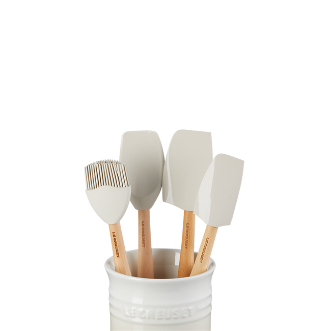 Utensil Crock with 4 Jewel Spatulas, view 2